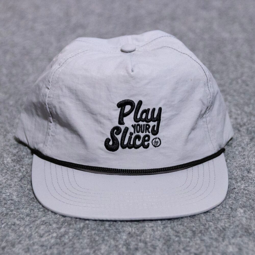 NWOT Boge Golf Play Your Slice Nylon Rope Retro Snapback Hat Gray OSFA